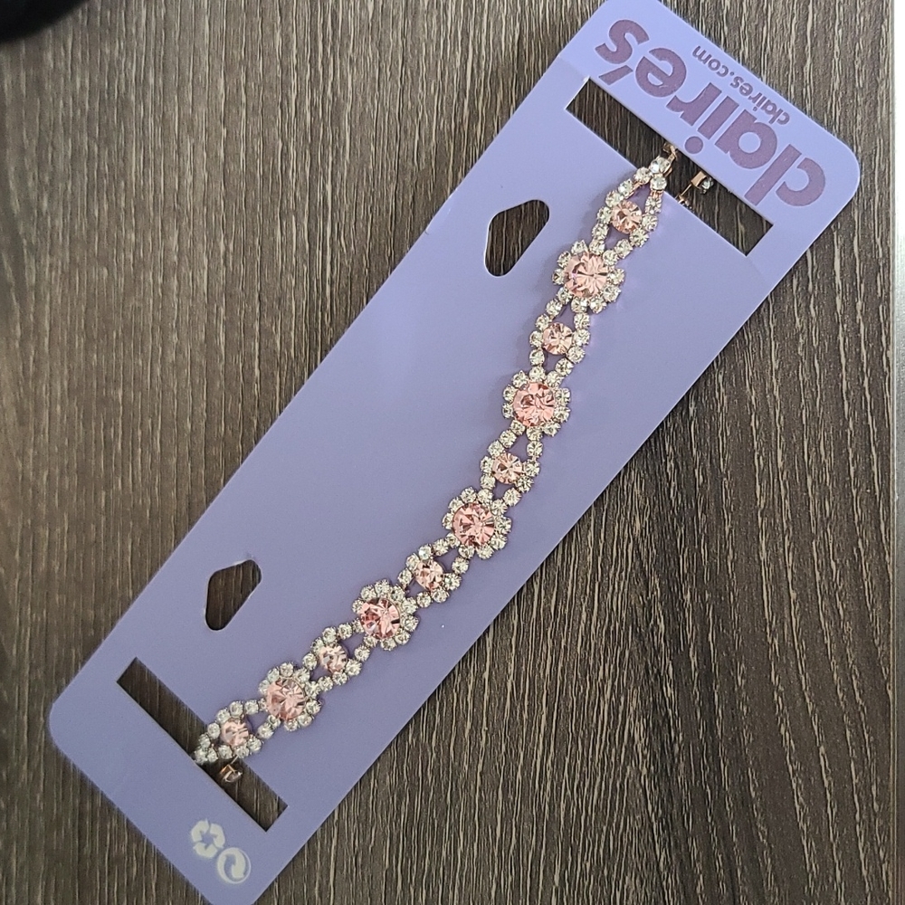 Claire's Rose Gold and Blush gem Necklace NWT